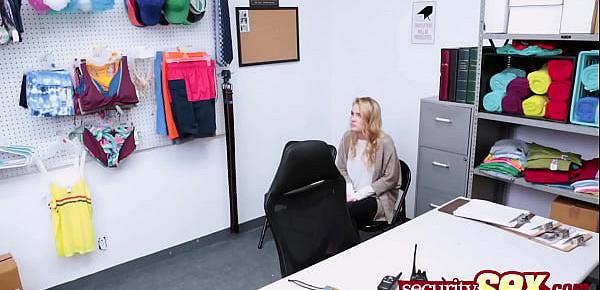  Desperate shoplifter stepmom has no choice but to suck the officer&039;s big cock.